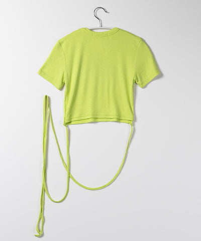 【 ４color 】ストラップウエストリボンショート半袖Ｔシャツ【 韓国製 】
