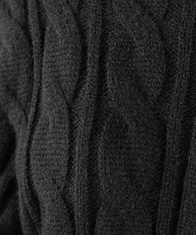 ファーフーディダブルジップショートニットパーカー ／ Fur hooded double zip short knit hoodie