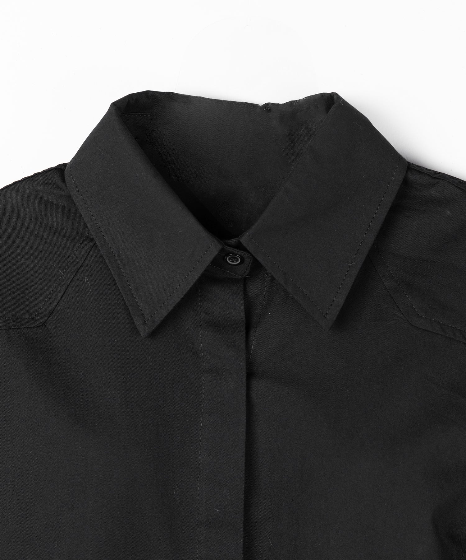 レースアップサイドリボンスリムラインシャツ ／ lace up side ribbon slim line shirt
