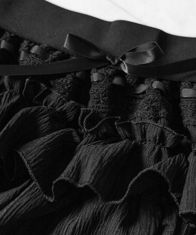 【インパン裏地付 】リボンティアードフリルミニスカート ／ ribbon tiered frill mini skirt