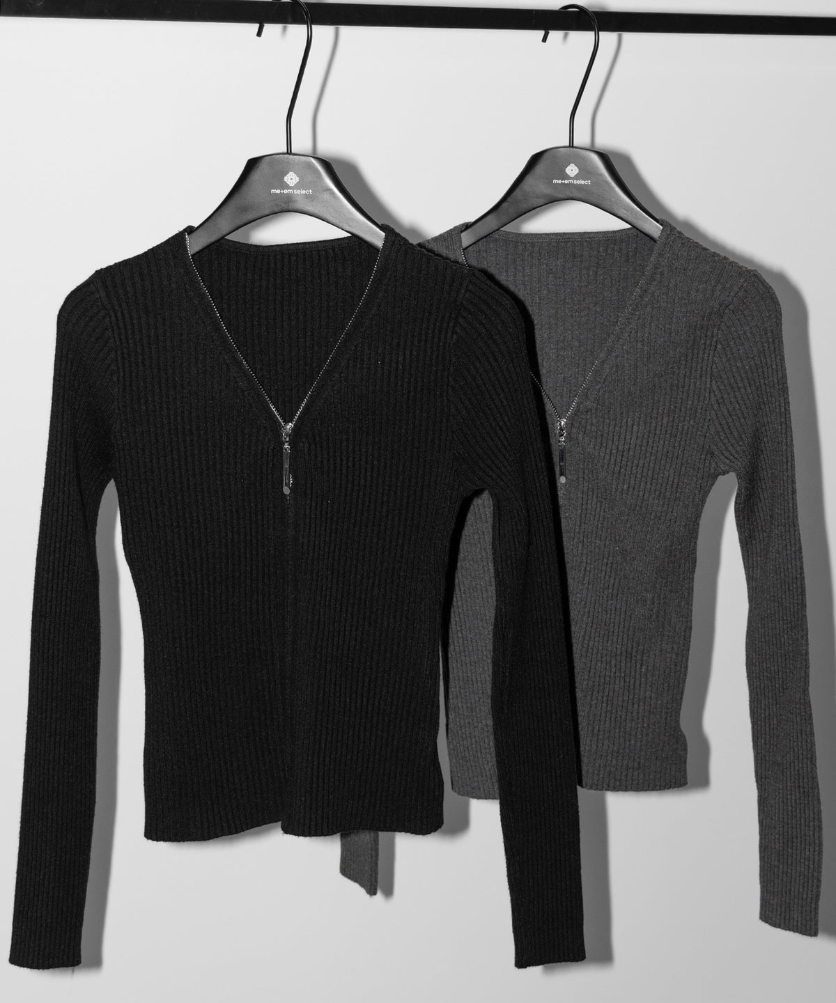 ダブルジップスリムリブニットカーディガン ／ double zip slim rib knit cardigan