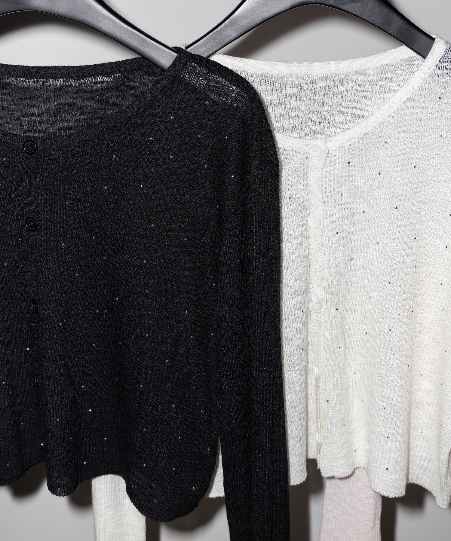 ラインストーンシアーニットカーディガン ／ Rhine stone sheer knit