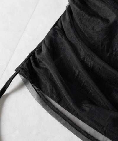 ウエストクロスチュールドッキングベアトップ ／ waist cross tulle docking bare top
