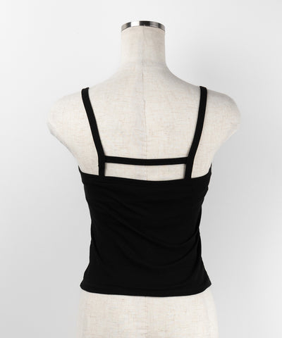 【 ３color ／ カップ付き 】胸開きカットアウトデザインスリムキャミソール ／ chest open cutout design slim camisole