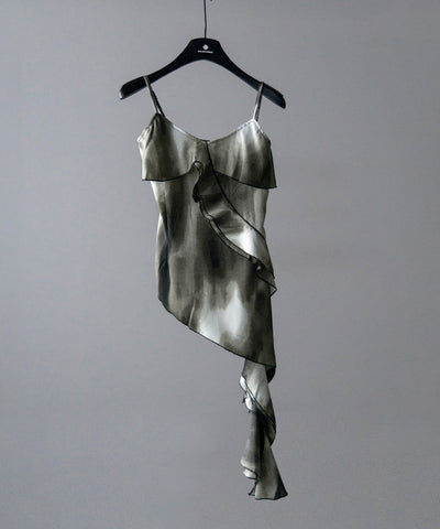 タイダイサテンアシンメトリーフリルキャミソールビスチェ ／ tiedye satin asymmetry frill camisole bustier