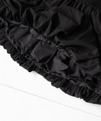 【 ２color ／インパン裏地付き 】ティアードコットンバルーンミニスカート ／ tiered cotton balloon mini skirt