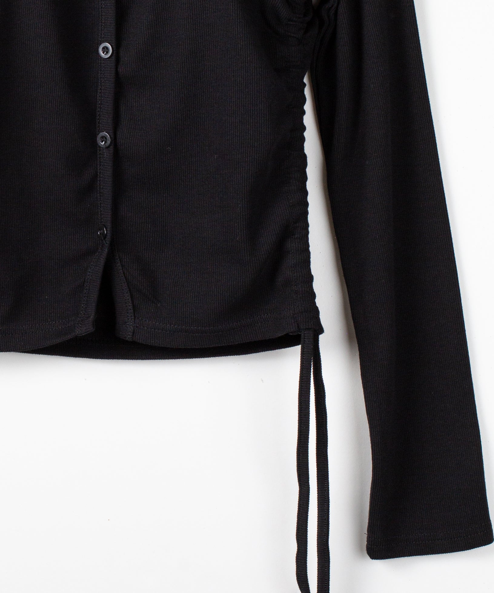 【 ３WAY 】レイヤード風シャーリングリボンリブトップス ／ fake layered shirring ribbon lib tops