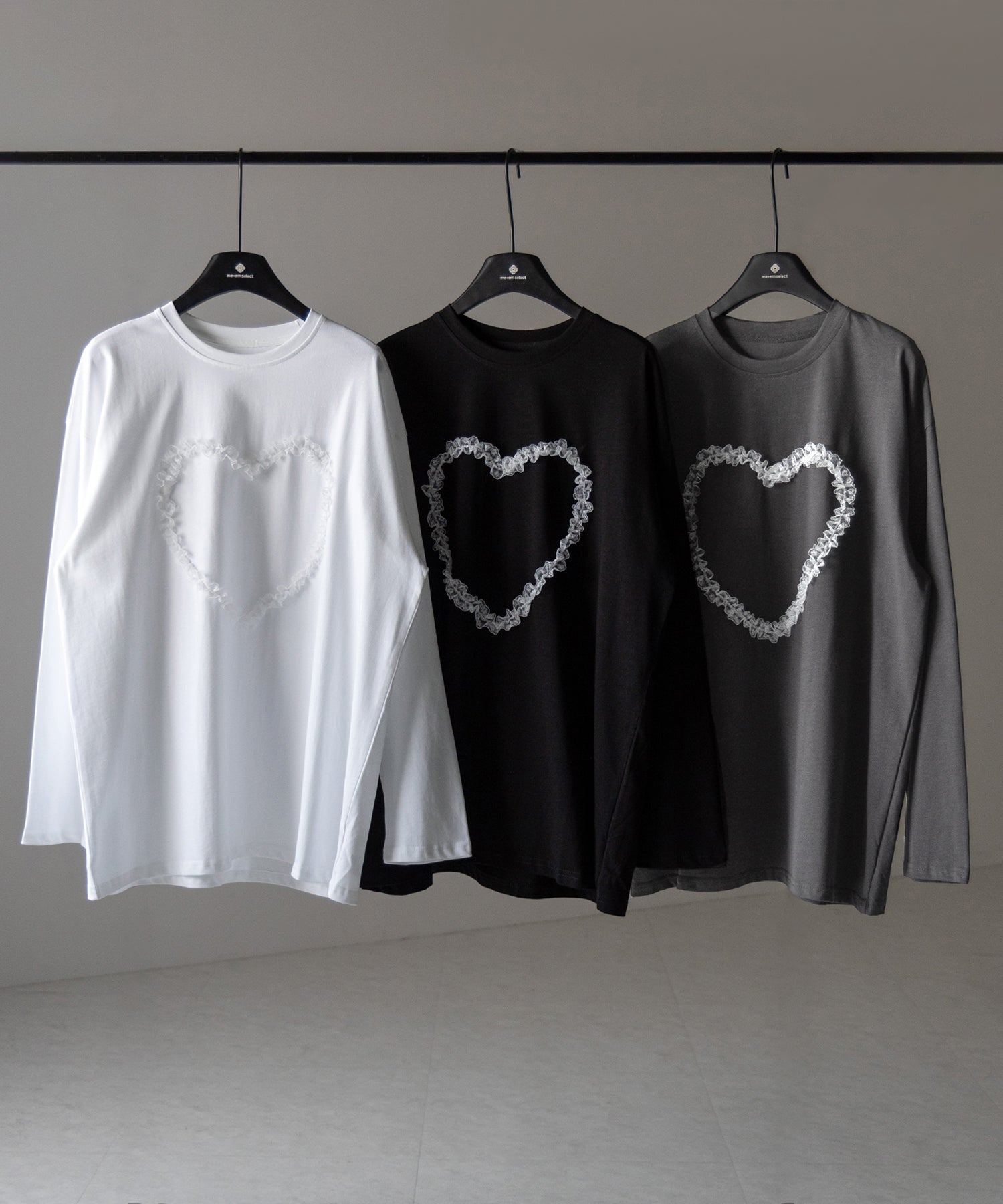 【 ３color 】ハートレースビッグロンＴ ／ heart lace BIG long sleeve T-shirt