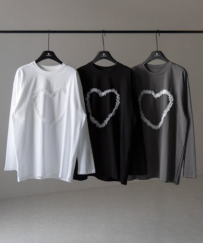 【 ３color 】ハートレースビッグロンＴ ／ heart lace BIG long sleeve T-shirt