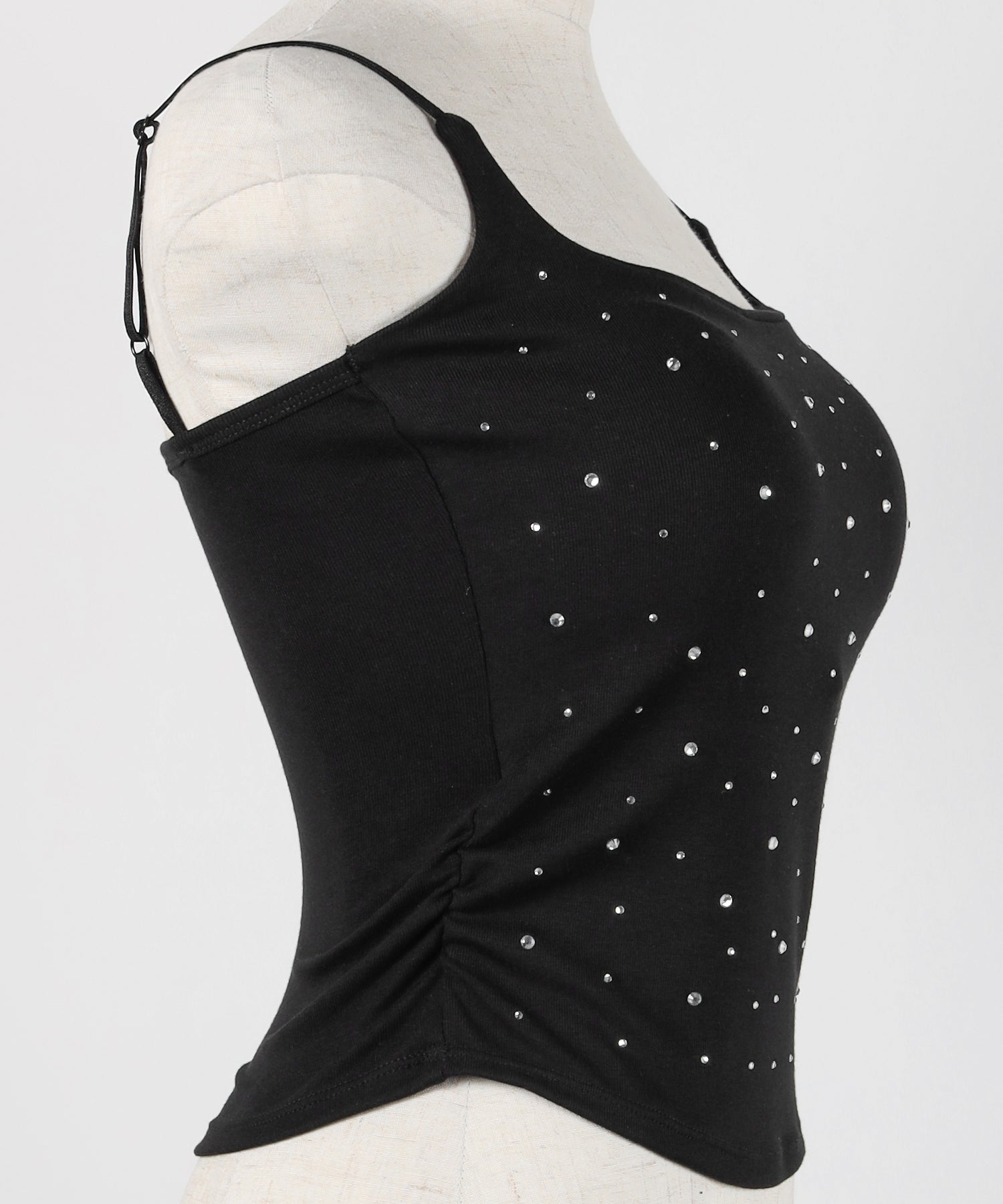 ラインストーンスクエアネックスリムキャミソール ／ Rhinestone square neck slim camisole