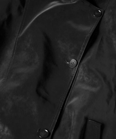 ヴィンテージフェイクレザーベルテッドジップアップオーバーブルゾン ／ Vintage fake leather belted zipup over blouson