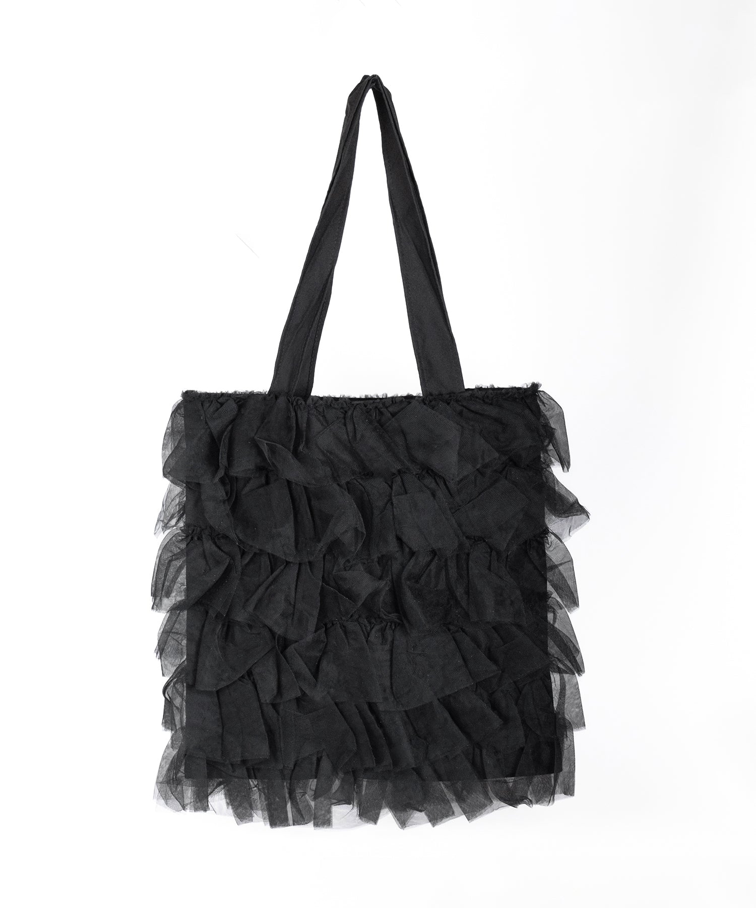 【 3color ／ A4収納可 】チュールフリルスクエアトートバッグ ／ tulle frill square tote bag