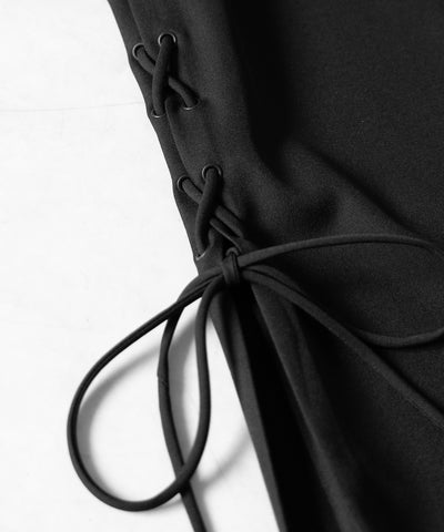 レースアップダブルタックワイドスラックス ／ laceup double tack wide slacks