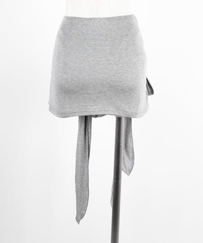 ダブルレイヤードリボンドレープミニスカパン ／ double layered ribbon draped mini skirt pants