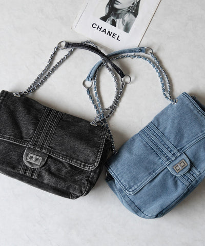 【 ２color 】センターラインウォッシュデニムショルダーバッグ ／ centerline washed denim shoulder bag