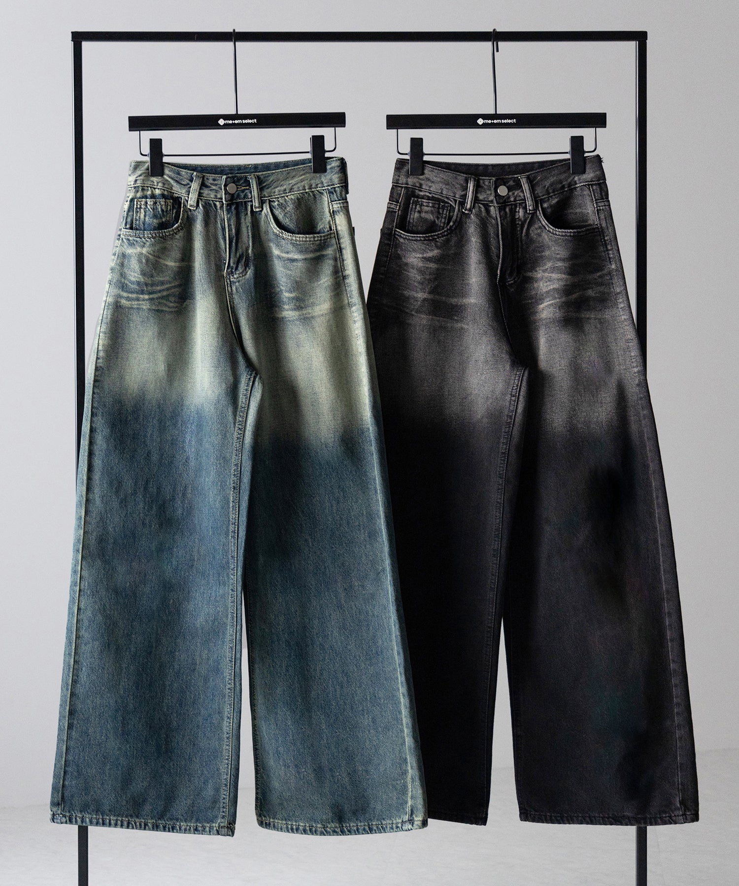 【 ４size ／ ２color 】ヴィンテージグラデーションウォッシングルーズワイドデニム