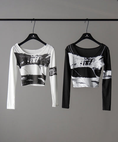 【 ２color 】ヴィンテージプリントショートリブＴシャツ ／ vintage print short lib t-shirt
