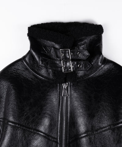【 限定先行販売 】B-3ヴィンテージレザーボアムートンジャケット ／ B-3 vintage leather boa mouton jacket