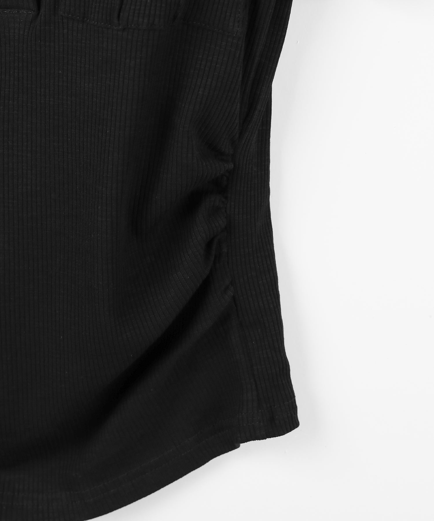 アウトポケットポロネックリブカットソートップス ／ out pocket polo neck rib cutsew tops