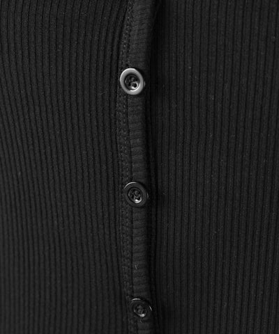 【 裏微起毛 】フロントボタンタイトリブカットソートップス ／ front button tight ribbed cutsew tops