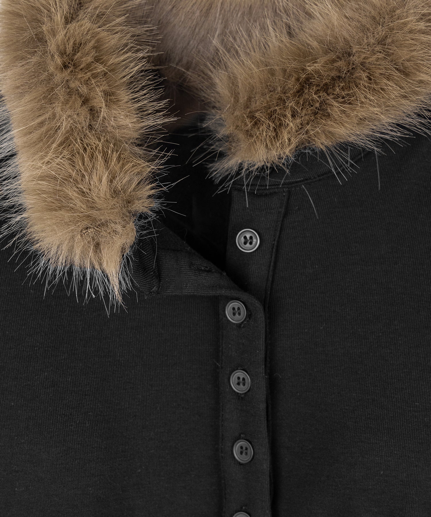 【 裏起毛 】ファーカラーヘンリーネックトップス ／ urakimo fur collar henley neck tops