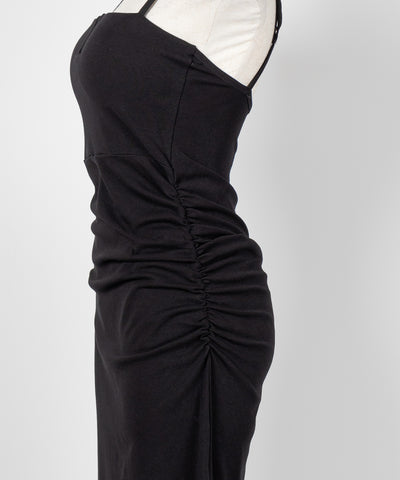 【 パッド付き 】バックストラップサイドシャーリングスリットロングキャミワンピース ／ back strap side shirring slit long cami onepiece