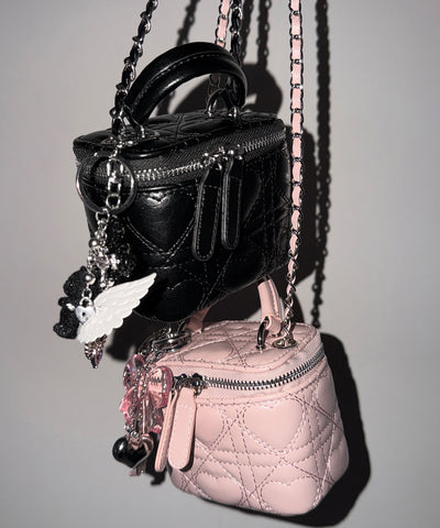 ハートキルティングミニバニティバッグ / heart quilted mini vanity bag