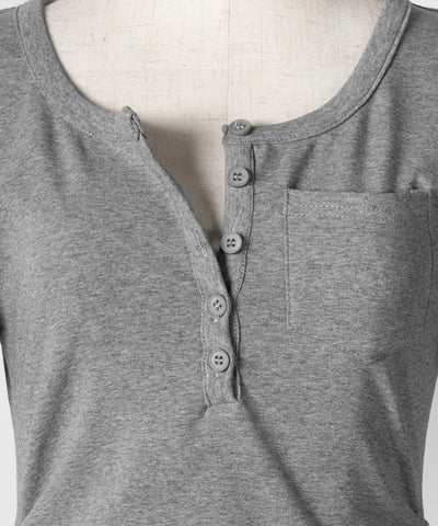 【 ２color 】シャーリングリボンヘンリーネックミニワンピース ／ shirring ribbon henley neck mini onepiece