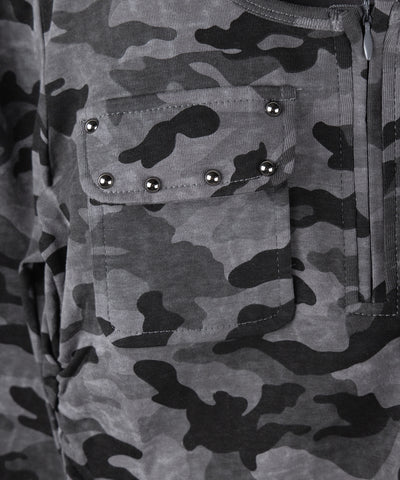 ヴィンテージカモフラアウトポケットジップロンT ／ vintage camouflage out pocket zip longsleeve T-shirt