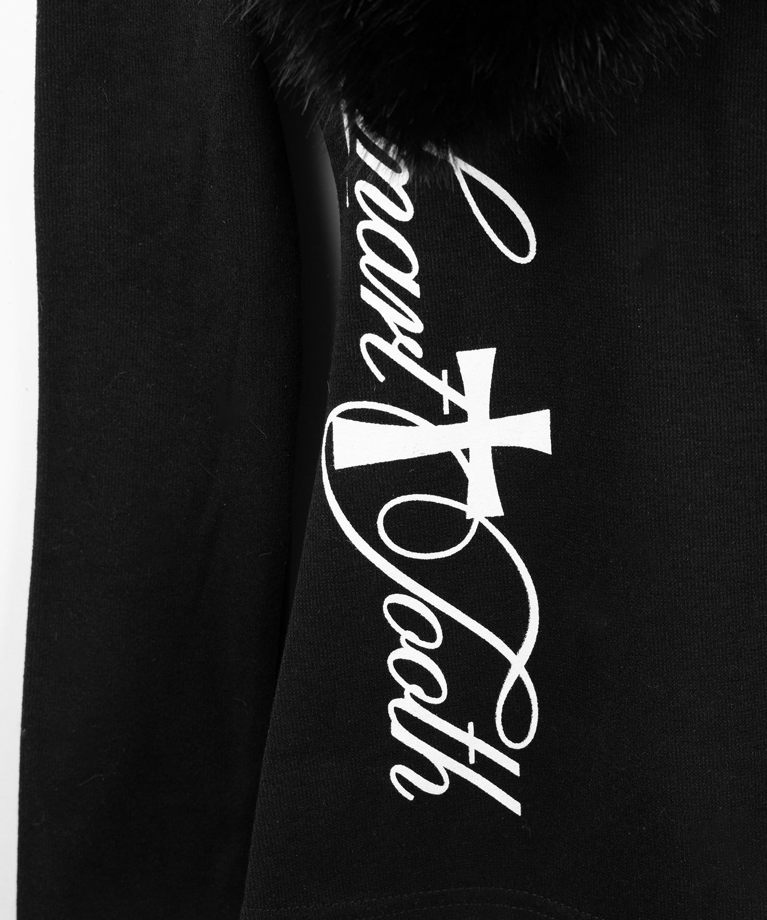 ファー襟クロスロゴジップアップリブカーディガン ／ fur collar cross logo zipup rib cardigan