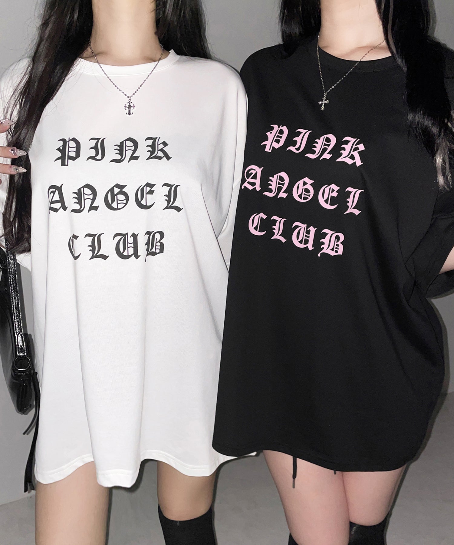 【 PINK ANGEL CLUB 】グランジロゴビッグＴシャツ ／ PINK ANGEL CLUB grunge logo big T-shirts