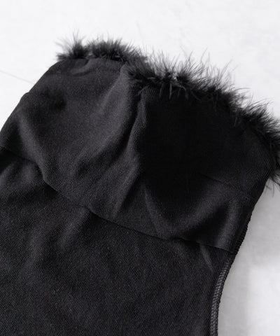 フェイクファーペプラムベアトップス / fake fur peplum bare tops