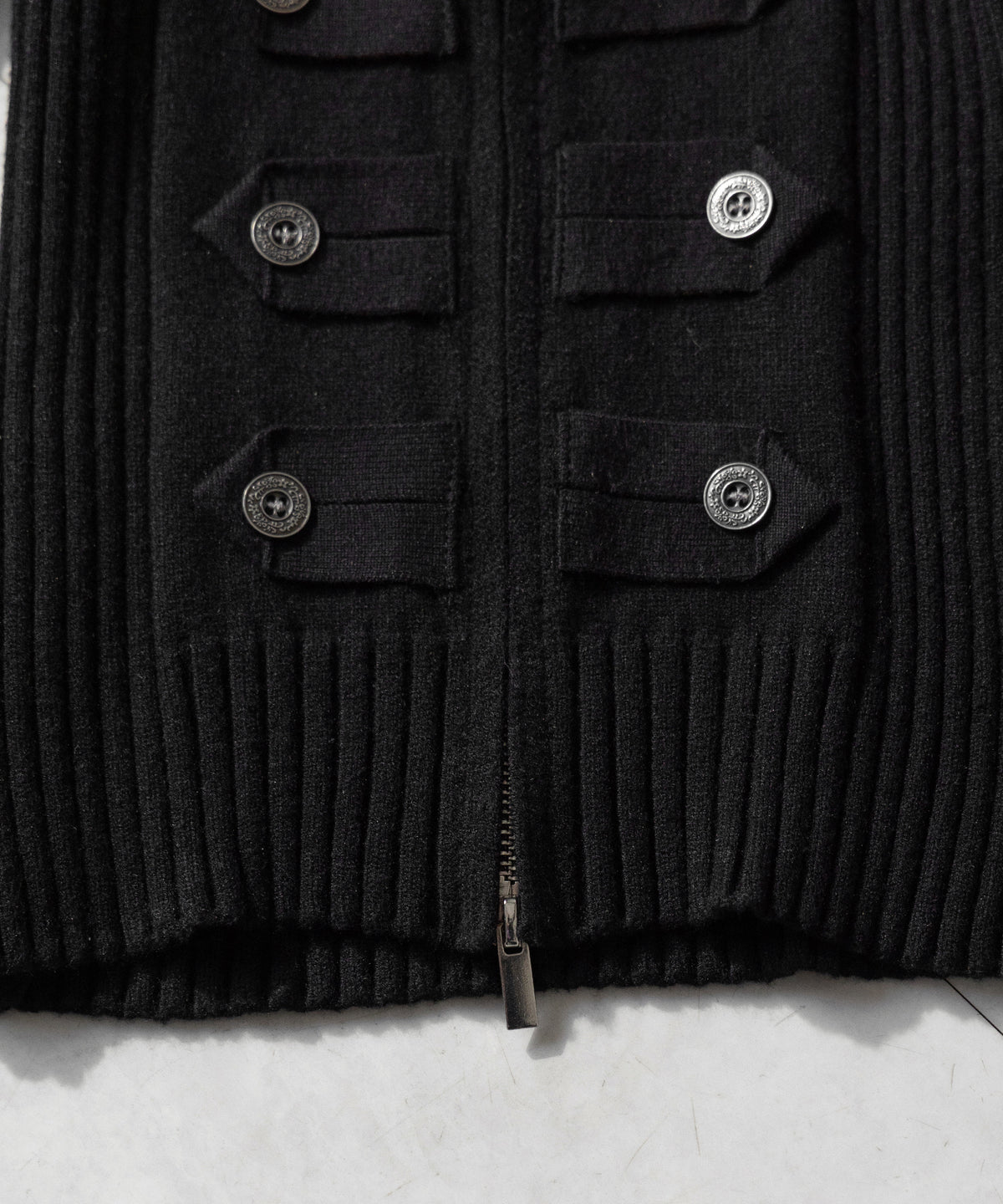 ナポレオンジップアップスリムリブニットカーディガン ／ Napoleon zipup slim rib knit cardigan