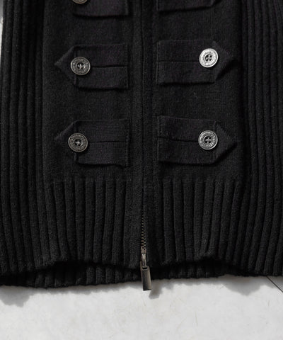 ナポレオンジップアップスリムリブニットカーディガン ／ Napoleon zipup slim rib knit cardigan