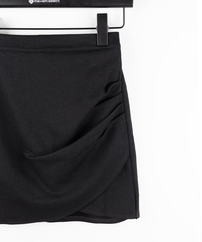 【 ２color ／ インパン裏地付 】サイドタックギャザータイトミニスカート ／side tuck gather tight mini skirt