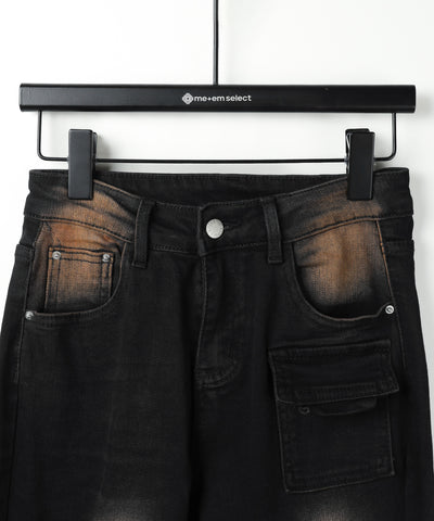 【 ２color ／ ４size 】ベルテッドアウトポケットヴィンテージフレアデニム ／ belted out pocket vintage flare denim