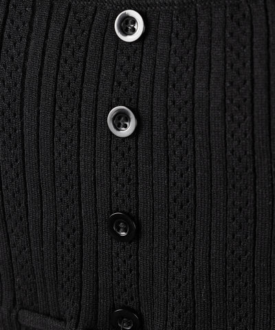 スリムフィット透かし柄リブニット / slim fit watermark pattern rib knit tops