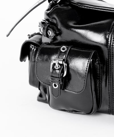 【ショルダーにできる2WAY】4バックルポケットワンハンドルショルダーバッグ／4 buckle pocket one handle shoulder bag