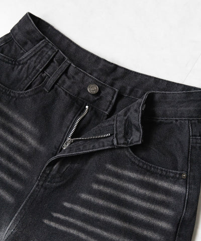 【 ２color ／ ４size 】グラデーションクラッシュダメージワイドデニムパンツ ／ gradation crash damage wide denim pants