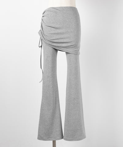 【 ワンホンセットアップ 】スクエアショートＴシャツ＋サイドシャーリングフレアパンツ ＳＥＴ ／ 【 SETUP 】square neck short T-shirts + side shirring flare pants