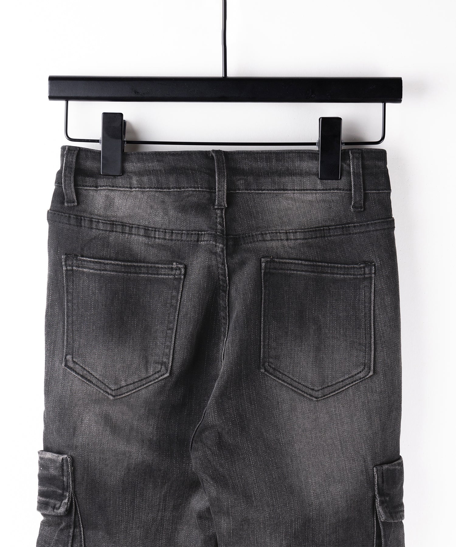 カーゴデザインヴィンテージライクダメージストレッチフレアデニム ／ cargo design vintage-like damage stretch flare denim