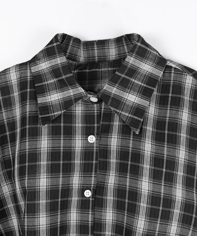 ビッグシルエットブラックシアーチェックシャツ ／ big silhouette black sheer check shirt