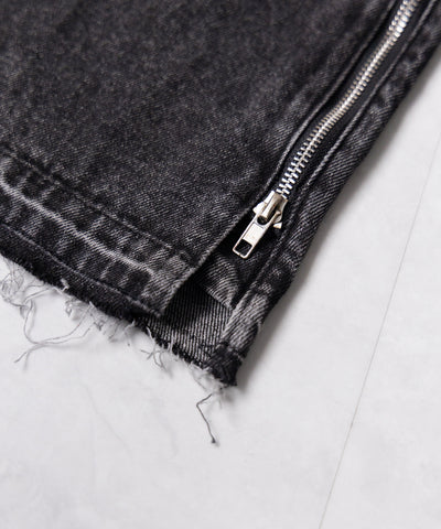 【 ２color 】ベルテッドサイドジップデニムレッグカバー ／ Belted side zip denim leg cover