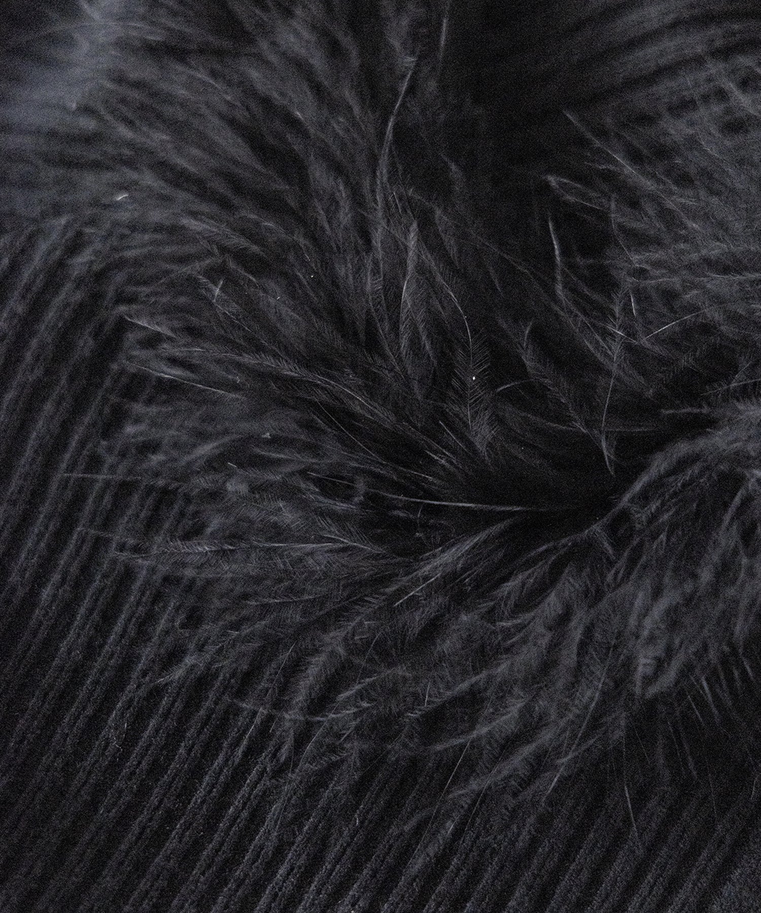 フェザーファー襟オフショルリブニットトップス ／feather fur collar off shoulder rib knit tops