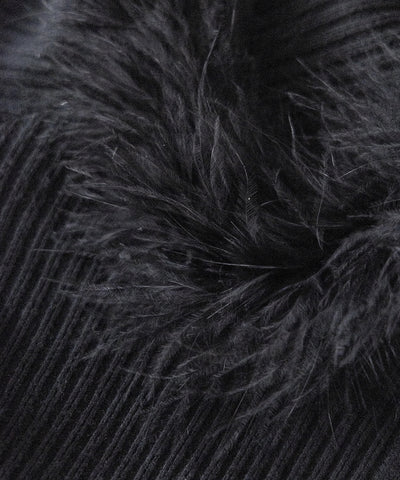 フェザーファー襟オフショルリブニットトップス ／feather fur collar off shoulder rib knit tops