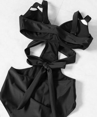 【 レディース水着 】クロスデザインカットアウトワンピース水着 ／ cross design cutout onepiece swimwear