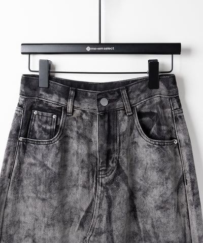 【 ３SIZE 】クラッシュブリーチセンタースリットカーゴデニムスカート ／ crash bleach center slit cargo denim skirt