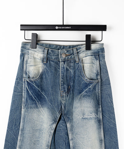 【 ４size 】ヴィンテージライクサイドタックストレートデニム ／vintage like side tuck straight denim