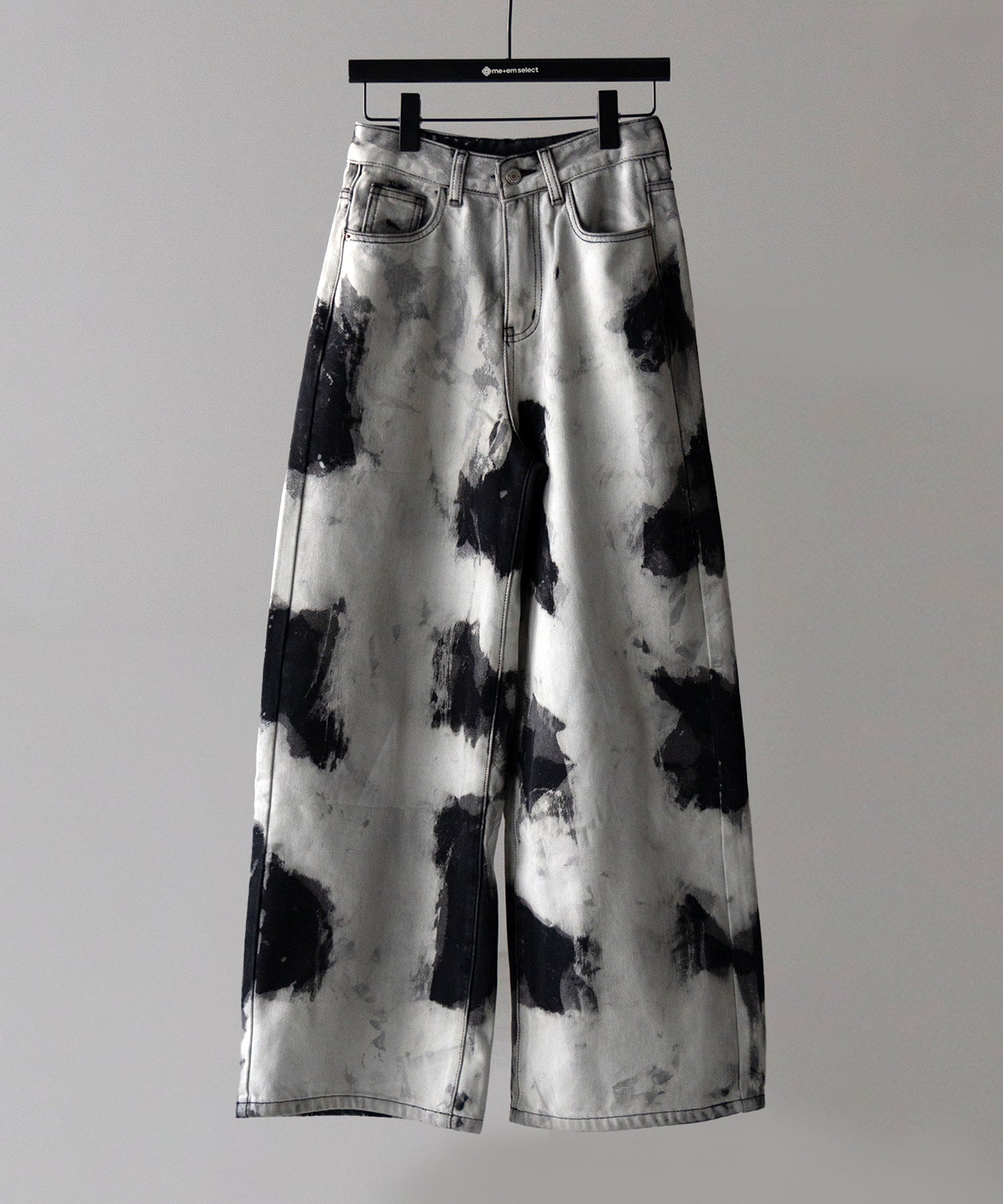 【 ４size 】バイカラータイダイブリーチウォッシュワイドデニム ／ bicolor bleached tie-dye wash wide denim