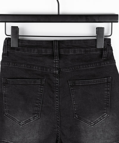 カーゴポケットレイヤードデニムミニスカパン ／ cargo pocket layered denim mini skirt pants